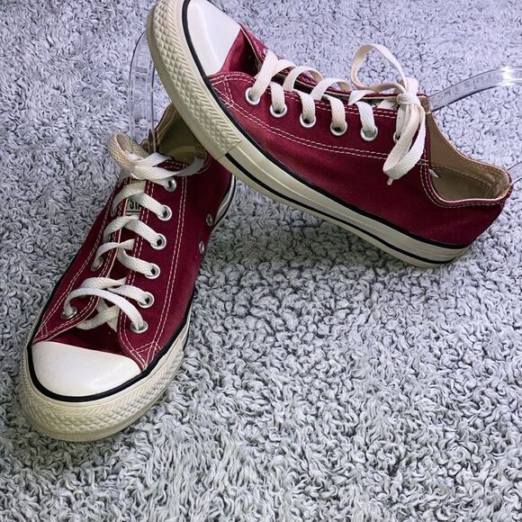 Vtg M7W9 Converse All Star Chuck Taylor Unisex Maroon Low Top Made in USA Shoes - Picture 1 of 11